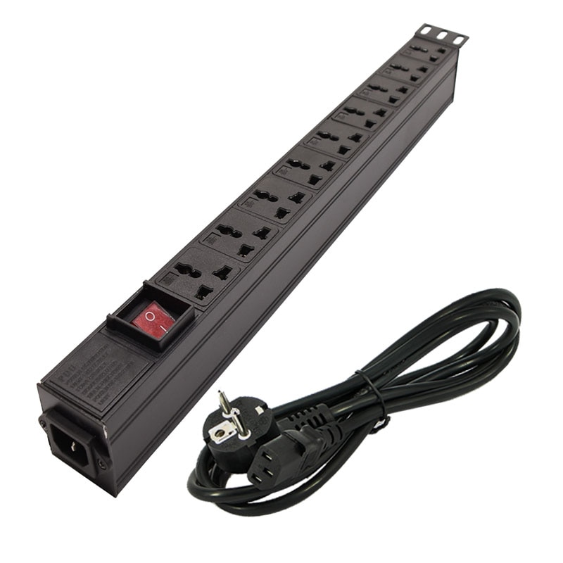 PDU Power Distribution 9 Unit Strip Network Cabinet Rack 16A Electric Universal Outlet Dual Break Switch C13 interfa
